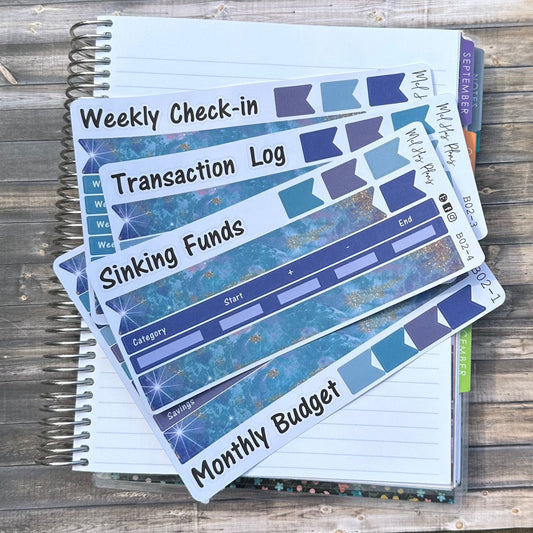 Monthly Budget Galaxy Blue Planner Stickers