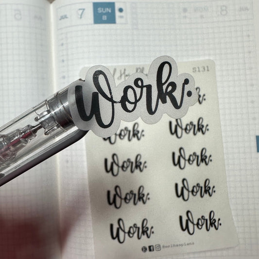 Transparent Clear Work Lettering Script Planner Stickers