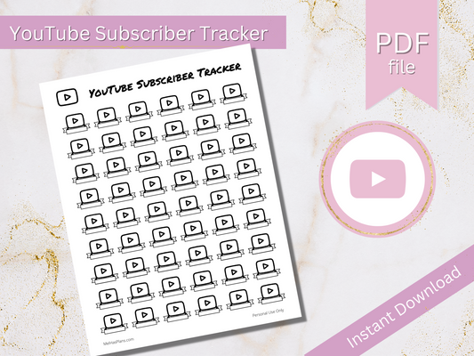 YouTube Subscriber Tracker Printable