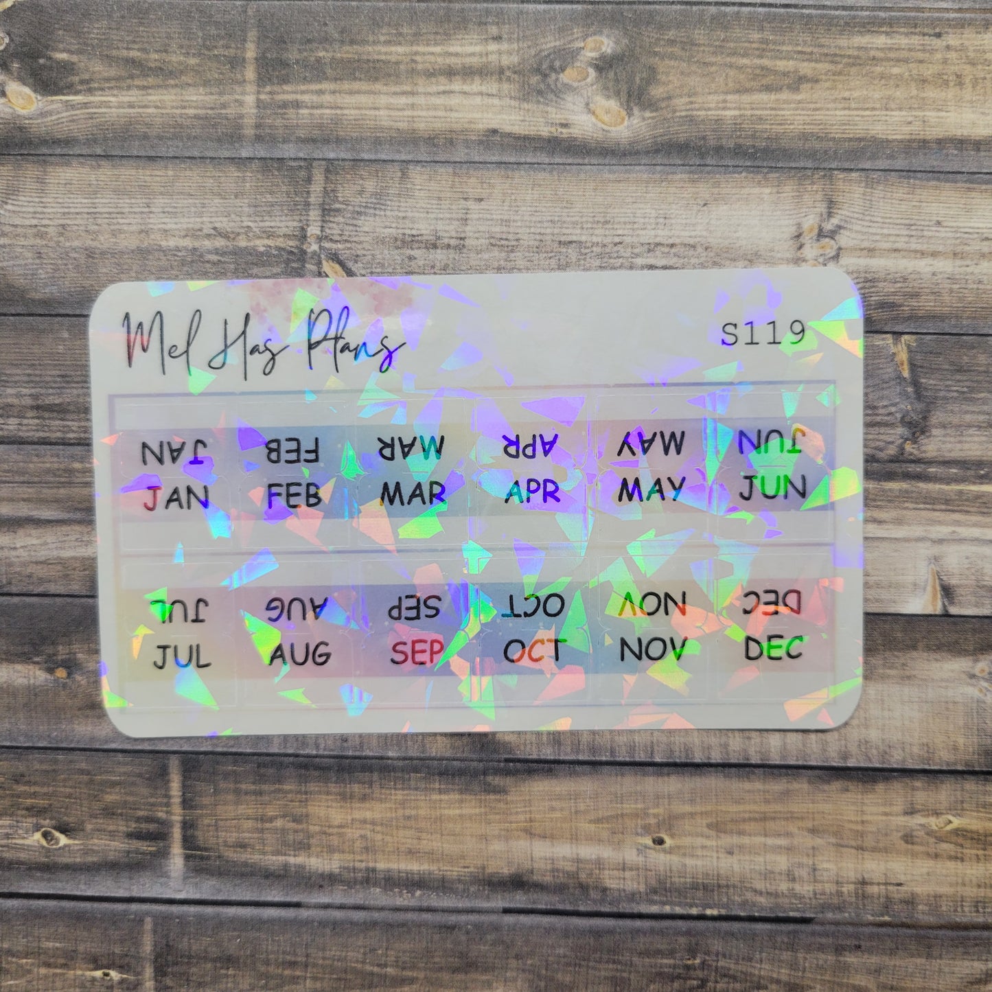 Holographic Rainbow Monthly Tabs Planner Stickers