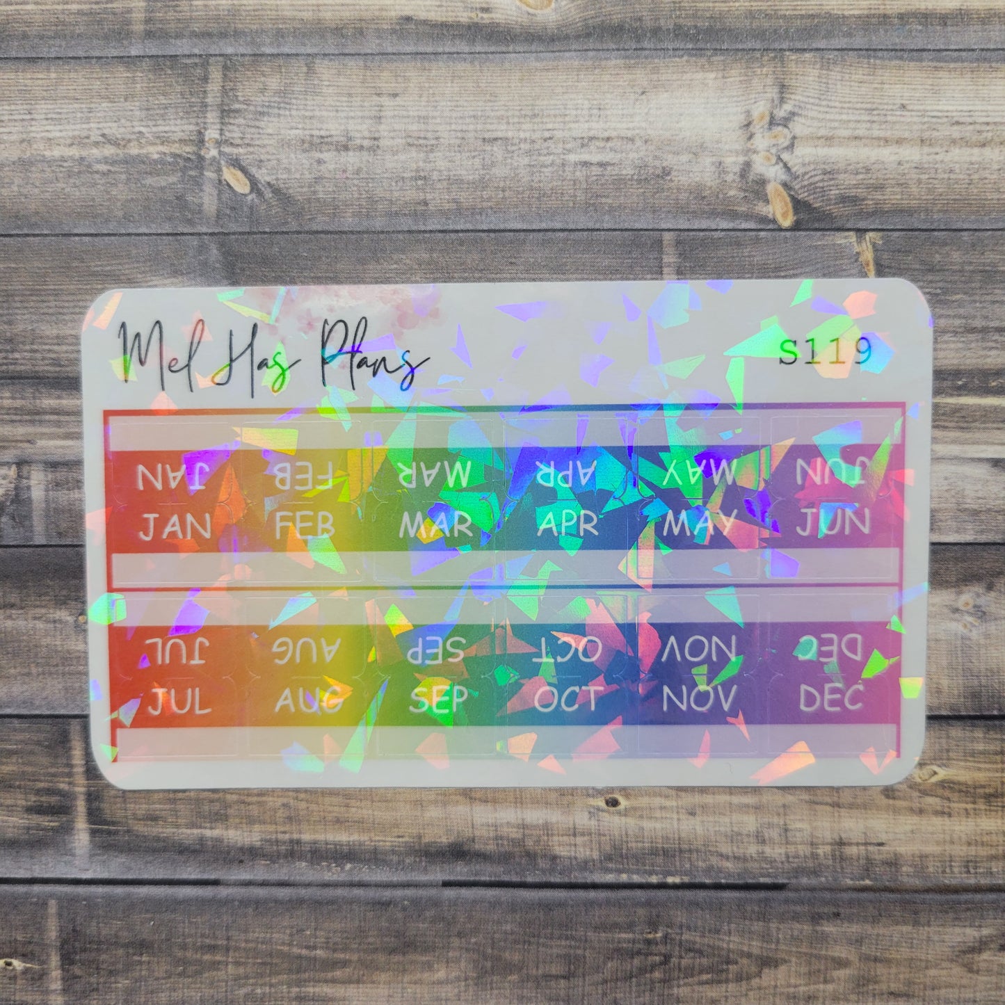 Holographic Rainbow Monthly Tabs Planner Stickers