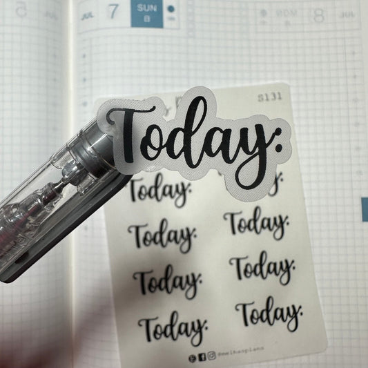 Transparent Clear Today  Lettering Script Planner Stickers