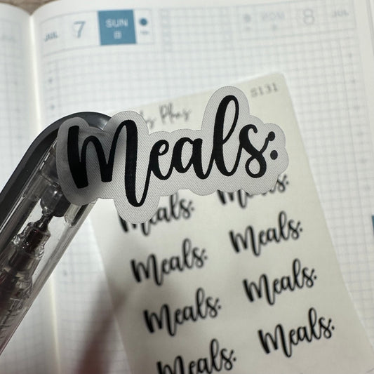 Transparent Clear Meals Lettering Script Planner Stickers